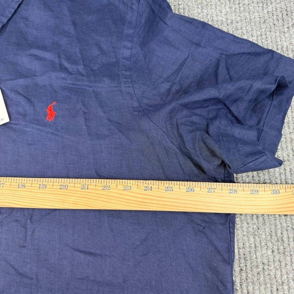 Polo Ralph Lauren Men's 100% Linen Short Sleeve Classic Fit Camp Shirt XXL Blue